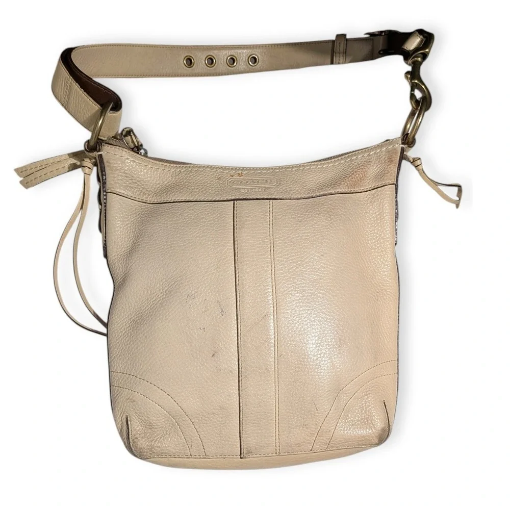 Coach Legacy Slim Duffle Crossbody Bag Tan Leather‎ Folding Strap Y2K Vintage